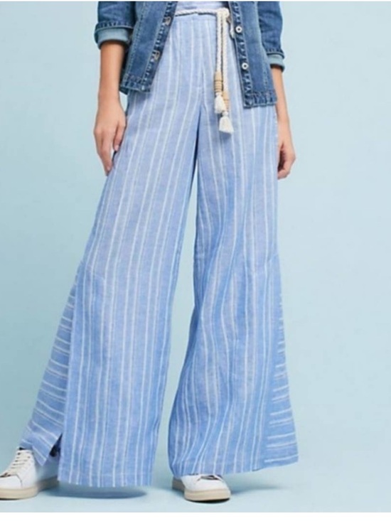 Anthropologie Pants - Anthropologie ett:twa Belia Linen
Wide Leg Stripe Pant size 6